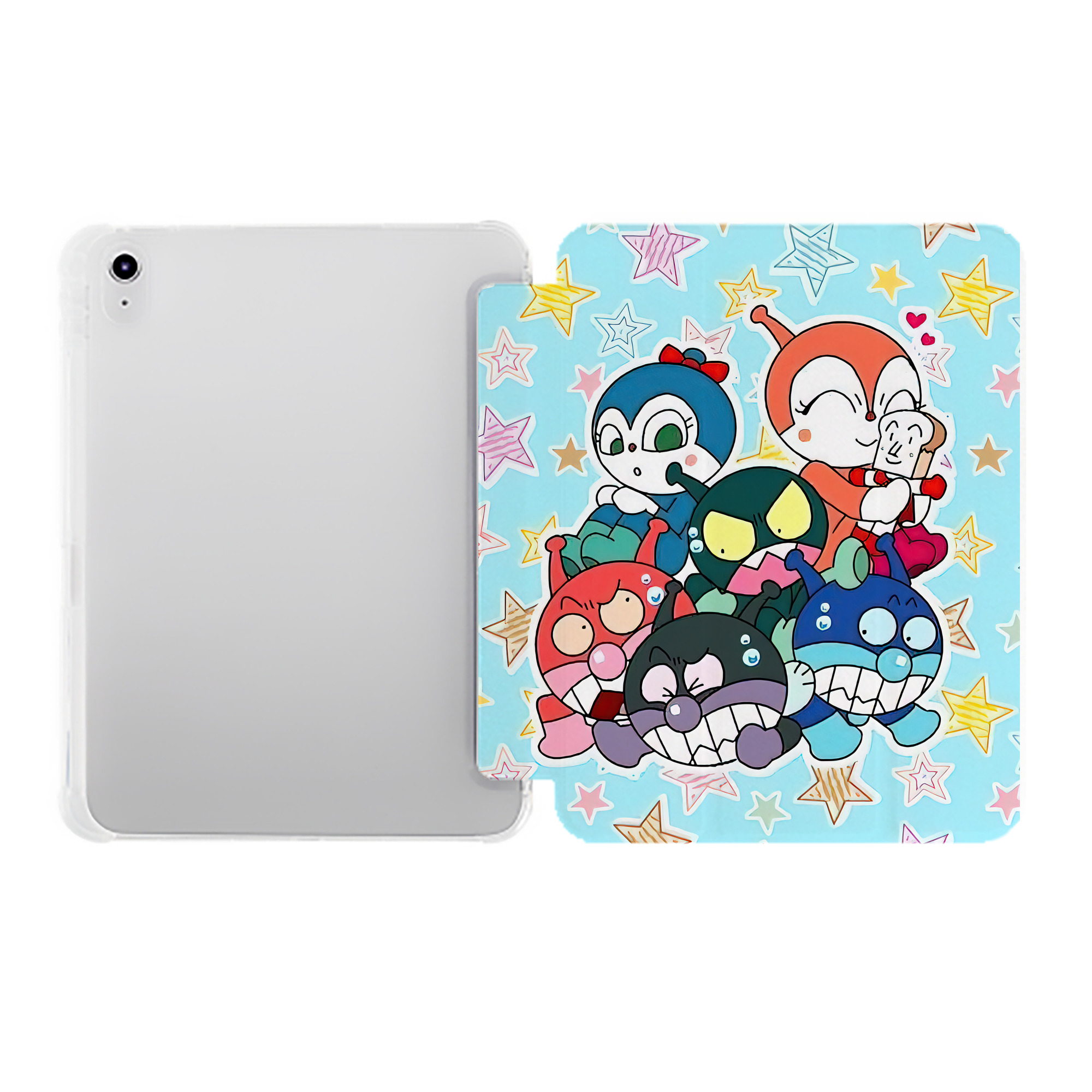 （画像用） アンパンマン Anpanman IPad ケース ペン収納付き 三つ折りスタンド PUレザー×シリコン 対応機種9.5/10.5/10.9インチ